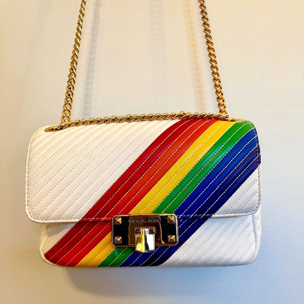 Michael Kors - White Rainbow "Peyton" Medium Shoulder Bag/Crossbody Satchel